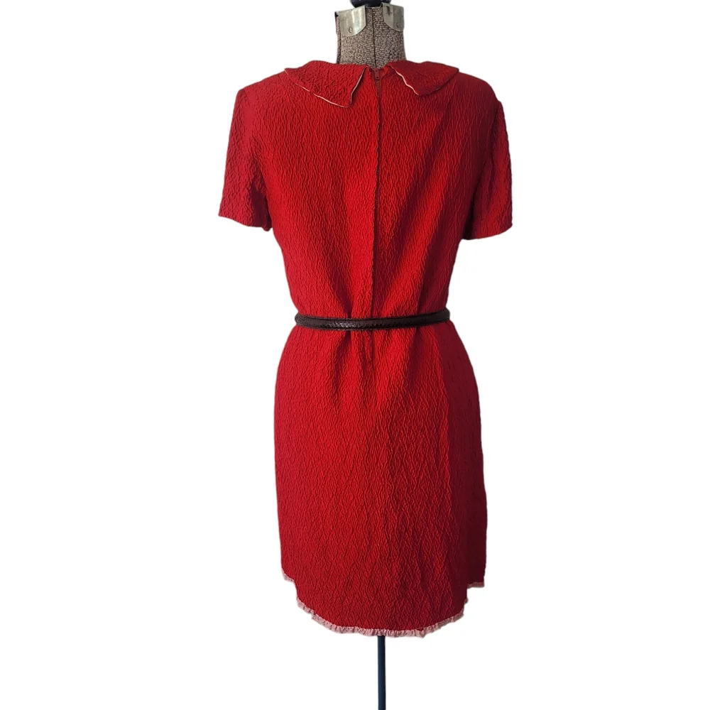 Vintage 1960s dagger collar red mini dress size small - Picture 8 of 14